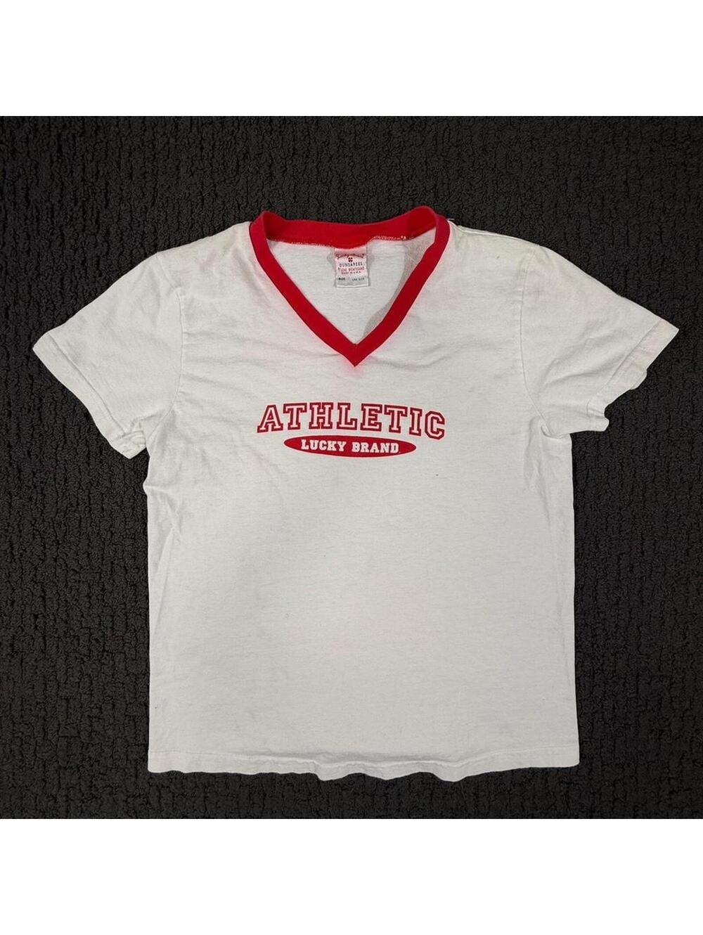 LUCKY BRAND Vintage Red White USA Made Summer T Shirt